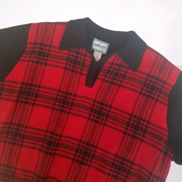 Pendleton Vintage Red Buffalo Plaid Wool Sweater - Picture 3 of 16